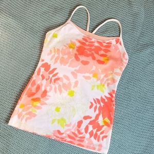 EUC Pink and lime/yellow floral lululemon tank top